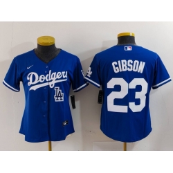 Women Los Angeles Dodgers 23 Kirk Gibson Blue Stitched Jersey 2