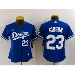 Women Los Angeles Dodgers 23 Kirk Gibson Blue Stitched Jersey 3