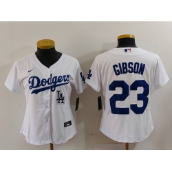 Women Los Angeles Dodgers 23 Kirk Gibson White Stitched Jersey 2