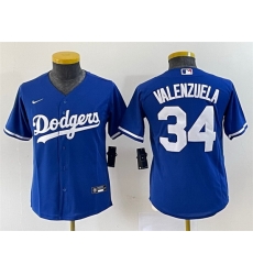 Women Los Angeles Dodgers 34 Toro Valenzuela Royal Stitched Jersey  Run Small