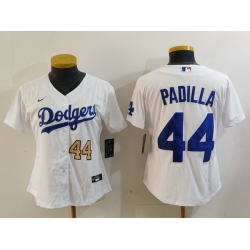 Women Los Angeles Dodgers 44 Vicente Padilla White Stitched Jersey 1