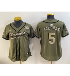 Women Los Angeles Dodgers  5 Freddie Freeman Olive 2026 Armed Forces Day Stitched Baseball Jersey  
