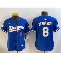 Women Los Angeles Dodgers 8 Enrique Hernandez Royal 2024 Jackie Robinson Patch Limited Stitched Jersey