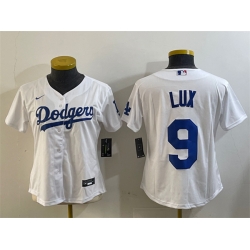 Women Los Angeles Dodgers 9 Gavin Lux White Cool Base Stitched Baseball Jersey