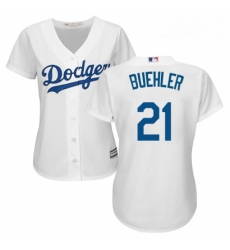 Womens Majestic Los Angeles Dodgers 21 Walker Buehler Authentic White MLB Jersey 