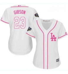 Womens Majestic Los Angeles Dodgers 23 Kirk Gibson Authentic White Fashion Cool Base 2018 World Series MLB Jersey