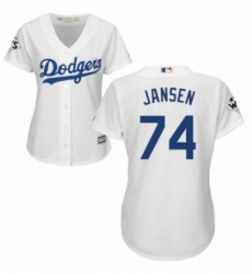 Womens Majestic Los Angeles Dodgers 74 Kenley Jansen Replica White Home 2017 World Series Bound Cool Base MLB Jersey