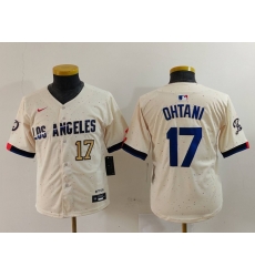 Youth Los Angeles Dodgers 17  Shohei Ohtani Cream Stitched Baseball Jersey 1