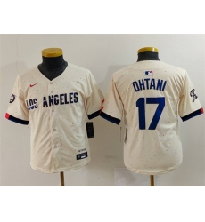 Youth Los Angeles Dodgers 17 Shohei Ohtani Cream Stitched Baseball Jersey