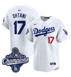 Youth Los Angeles Dodgers 17 Shohei Ohtani White 2025 World Series Champions Patch Home Limited Stitched Baseball Jersey Youth Los Angeles Dodgers 17 Shohei Ohtani White 2025 World Series Champions Patch Home Limited Stitched Baseball Jersey
