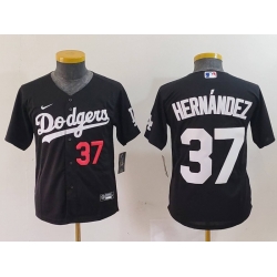 Youth Los Angeles Dodgers 37 Teoscar Hernandez Black Stitched Baseball Jersey 2