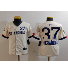 Youth Los Angeles Dodgers 37 Teoscar Hernandez Cream 2024 City Connect Limited Stitched Baseball Jersey