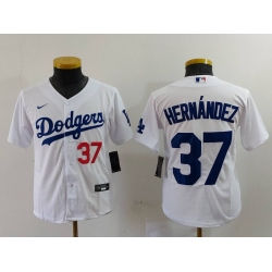 Youth Los Angeles Dodgers 37 Teoscar Hernandez White Stitched Baseball Jersey 3