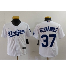 Youth Los Angeles Dodgers 37 Teoscar Hernandez White Stitched Baseball Jersey