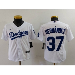 Youth Los Angeles Dodgers 37 Teoscar Hernandez White Stitched Baseball Jersey