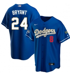 Youth Los Angeles Dodgers Kobe Bryant Championship Gold Trim Blue Limited All Stitched Flex Base Jersey