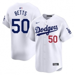 Youth Los Angeles Dodgers Mookie Betts #50 White Flex Base 2024 Home Stitched Jersey