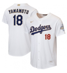 Youth Los Angeles Dodgers Yoshinobu Yamamoto Nike White 2026 Gold Collection Home Replica Jersey