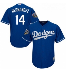 Youth Majestic Los Angeles Dodgers 14 Enrique Hernandez Authentic Royal Blue Alternate Cool Base 2018 World Series MLB Jersey