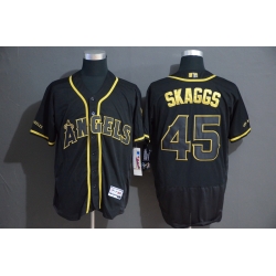 Angels 45 Tyler Skaggs Black Gold Flexbase Jersey