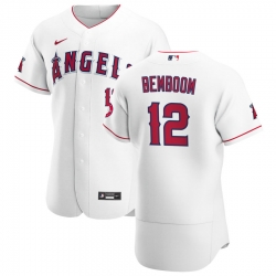 Men Los Angeles Angels 12 Anthony Bemboom Men Nike White Home 2020 Flex Base Player MLB Jersey