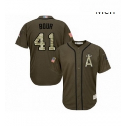 Mens Los Angeles Angels of Anaheim 41 Justin Bour Authentic Green Salute to Service Baseball Jersey 