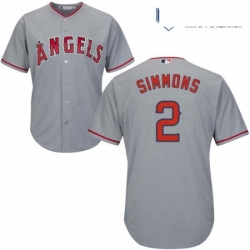 Mens Majestic Los Angeles Angels of Anaheim 2 Andrelton Simmons Replica Grey Road Cool Base MLB Jersey