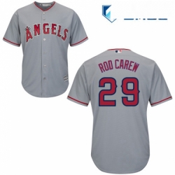 Mens Majestic Los Angeles Angels of Anaheim 29 Rod Carew Replica Grey Road Cool Base MLB Jersey