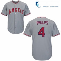 Mens Majestic Los Angeles Angels of Anaheim 4 Brandon Phillips Replica Grey Road Cool Base MLB Jersey 