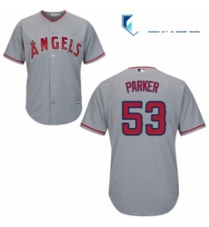 Mens Majestic Los Angeles Angels of Anaheim 53 Blake Parker Replica Grey Road Cool Base MLB Jersey 