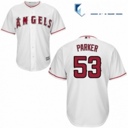 Mens Majestic Los Angeles Angels of Anaheim 53 Blake Parker Replica White Home Cool Base MLB Jersey 