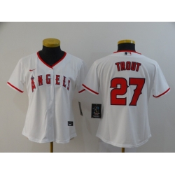 Women Angels 27 Mike Trout White Women 2020 Nike Cool Base Jersey