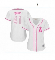 Womens Los Angeles Angels of Anaheim 41 Justin Bour Replica White Fashion Cool Base Baseball Jersey 