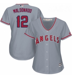 Womens Majestic Los Angeles Angels of Anaheim 12 Martin Maldonado Authentic Grey Road Cool Base MLB Jersey