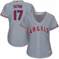 Womens Majestic Los Angeles Angels of Anaheim 17 Shohei Ohtani Replica Grey Road Cool Base MLB Jersey 