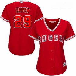 Womens Majestic Los Angeles Angels of Anaheim 29 Rod Carew Authentic Red Alternate MLB Jersey