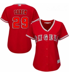 Womens Majestic Los Angeles Angels of Anaheim 29 Rod Carew Replica Red Alternate MLB Jersey