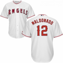 Youth Majestic Los Angeles Angels of Anaheim 12 Martin Maldonado Authentic White Home Cool Base MLB Jersey