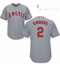 Youth Majestic Los Angeles Angels of Anaheim 2 Andrelton Simmons Authentic Grey Road Cool Base MLB Jersey