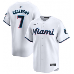 Men Miami Marlins 7 Tim Anderson White Home Limited Stitched Baseball Jersey