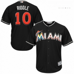 Mens Majestic Miami Marlins 10 JT Riddle Replica Black Alternate 2 Cool Base MLB Jersey 