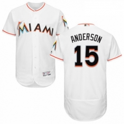 Mens Majestic Miami Marlins 15 Brian Anderson White Home Flex Base Authentic Collection MLB Jersey