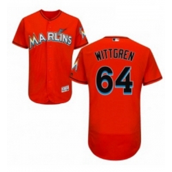 Mens Majestic Miami Marlins 64 Nick Wittgren Orange Alternate Flex Base Authentic Collection MLB Jersey