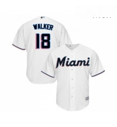 Mens Miami Marlins 18 Neil Walker Replica White Home Cool Base Baseball Jersey 