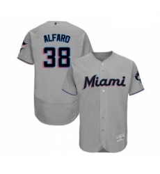 Mens Miami Marlins 38 Jorge Alfaro Grey Road Flex Base Authentic Collection Baseball Jersey