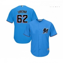 Mens Miami Marlins 62 Jose Urena Replica Blue Alternate 1 Cool Base Baseball Jersey 