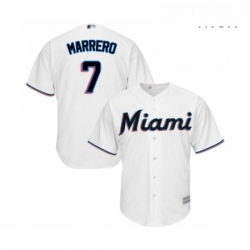 Mens Miami Marlins 7 Deven Marrero Replica White Home Cool Base Baseball Jersey 