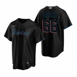 Mens Nike Miami Marlins 66 Jarlin Garcia Black Alternate Stitched Baseball Jersey