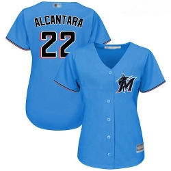 Marlins #22 Sandy Alcantara Blue Alternate Women Stitched Baseball Jersey