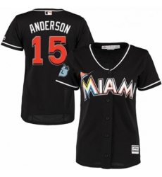 Womens Majestic Miami Marlins 15 Brian Anderson Authentic Black Alternate 2 Cool Base MLB Jersey 